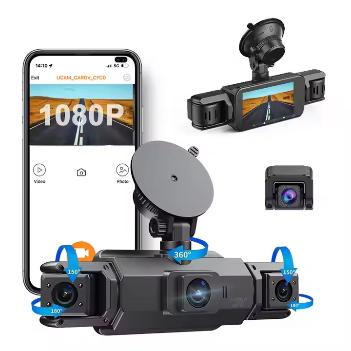 AOEDI AD375 1080P 4 Channel Dash Cam WiFi GPS Car Dashcam Front and Rear Car Camera