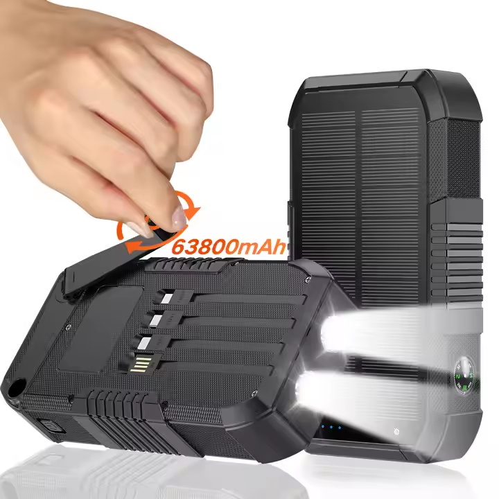 Kytuwy new Portable 16000 MA Corded Solar Power Bank Powerbank Mobile Phone Battery Case
