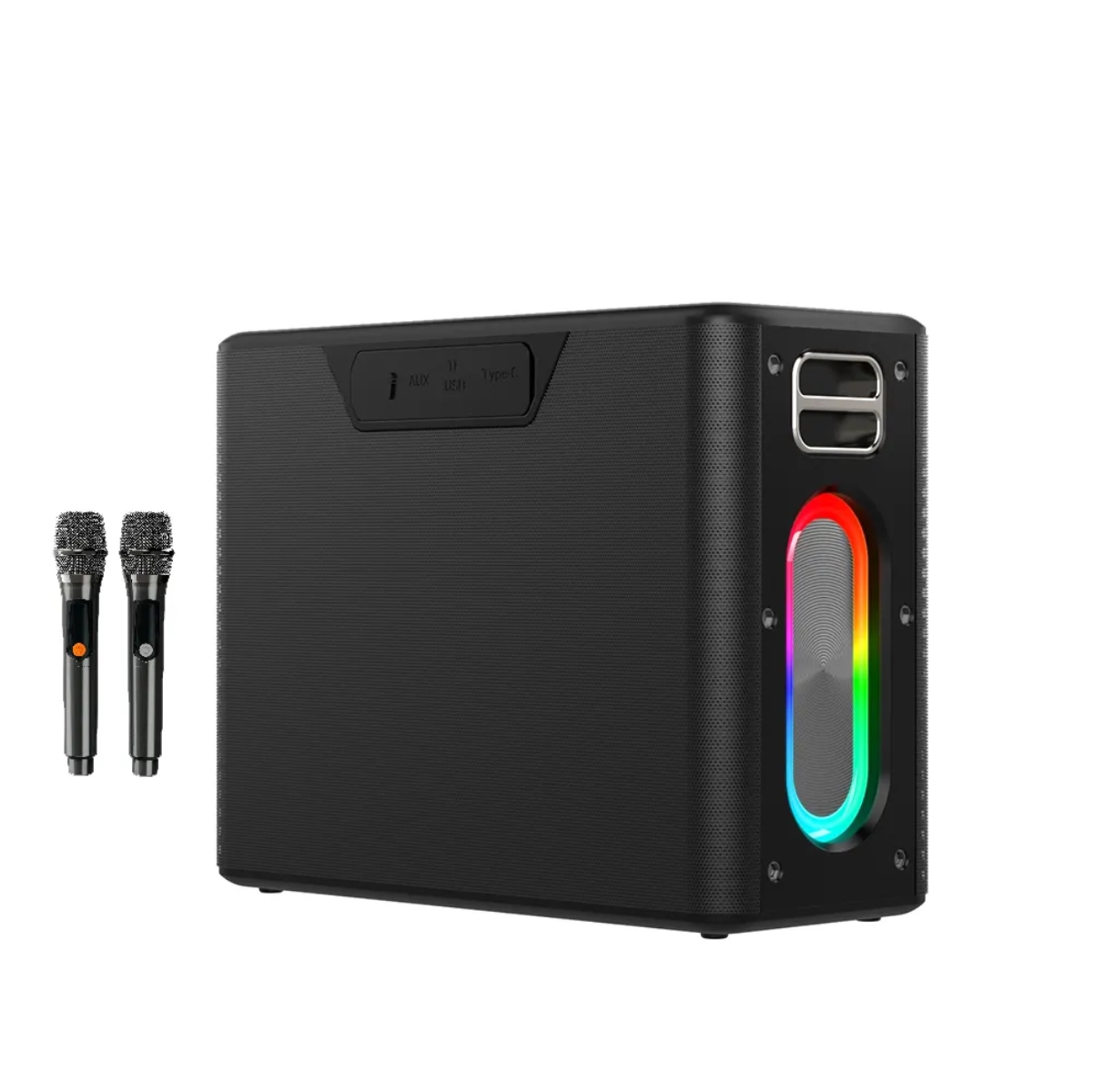 FANSBE Outdoor Power Bank 120W High Power Hifi Bluetooth Karaoke Speaker Boomboxes Portable With 2 Wireless Microphone