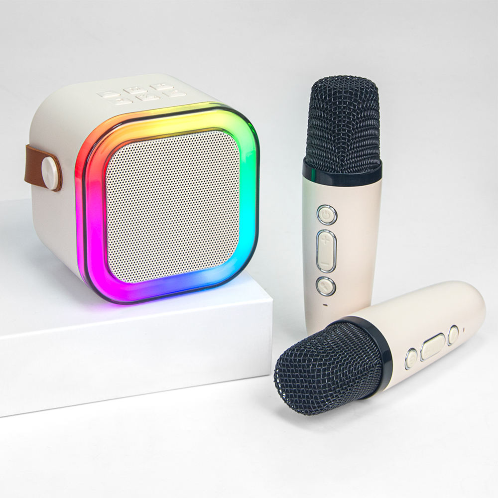 FANSBE Family RGB Light Portable Outdoor Bluetooth 2 Mic Mini Party Speaker Karaoke