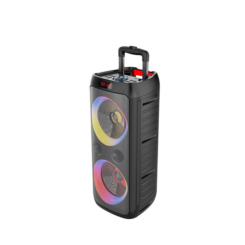 FANSBE TWS 40W 8Inch2 Bass Speaker Bluetooth LED Trolley DJ Party Box Speaker Karaoke