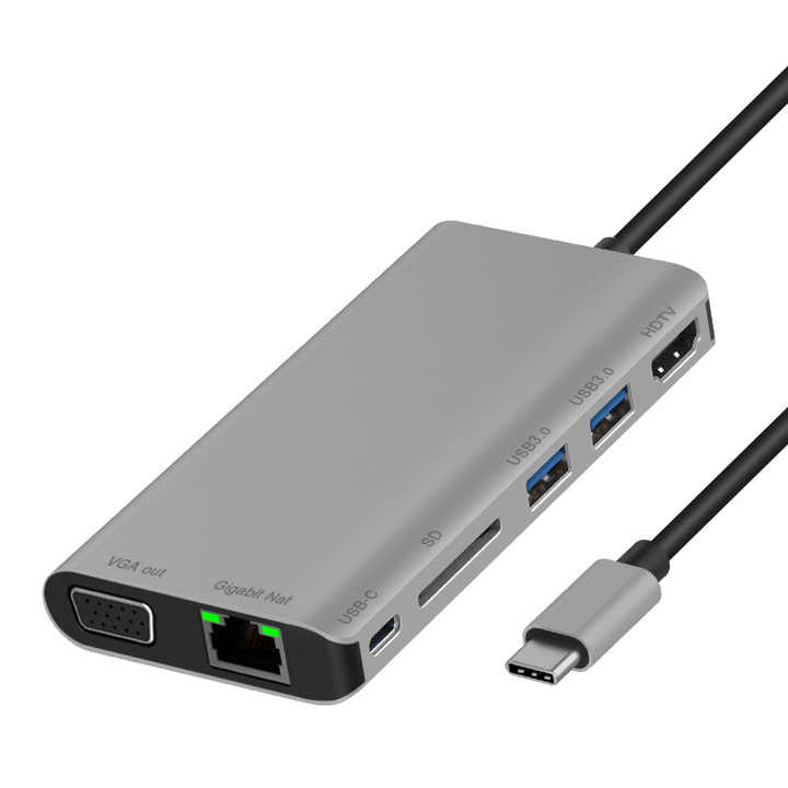 PD87W 8 in 1 C USB 3.0 SD VGA HDTV Gigabit Lan Type C TO HDMI 4K 60hz hub USB Type C Multi Function Docking Station