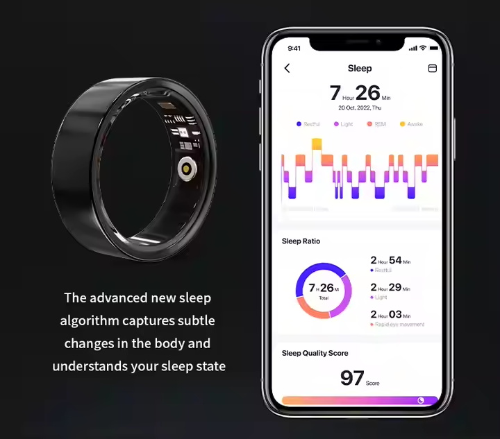 Maxtop Check Body Temperature Battery Capacity 18 Mah Tactil Health Fitness Tracker Smart Ring
