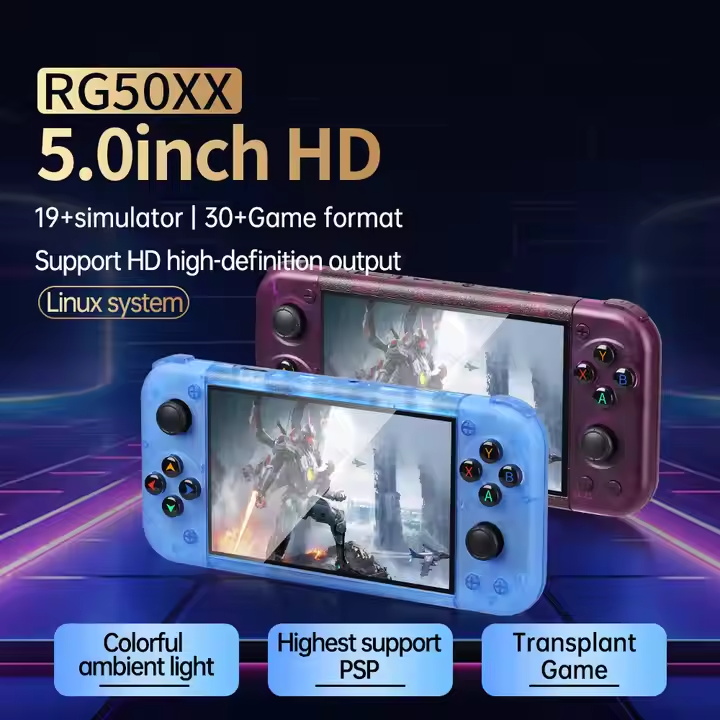 W RG50XX Latest Handheld Video Game Connsole 5 Inch Screen 15000+ Retro Games Linux System PSP PS1 games
