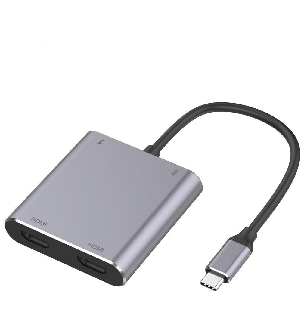 1 port Type-C to HDTV(4k@ 60Hz) * 2+ USB 3.0 +PD 3.0 Adapter,