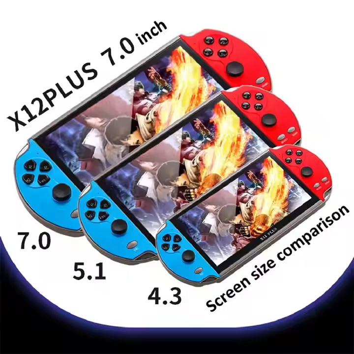 YLW Trending New Kids Handheld 10000 Games X12 Plus 7 inch 16GB Portable MP5 Retro Video Game Player Console