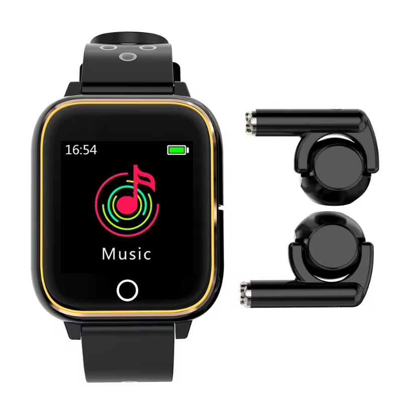 Sports Headphone Earbuds 2 In 1 Charger Touch Screen Smart Watch With Bluetooth Earphone