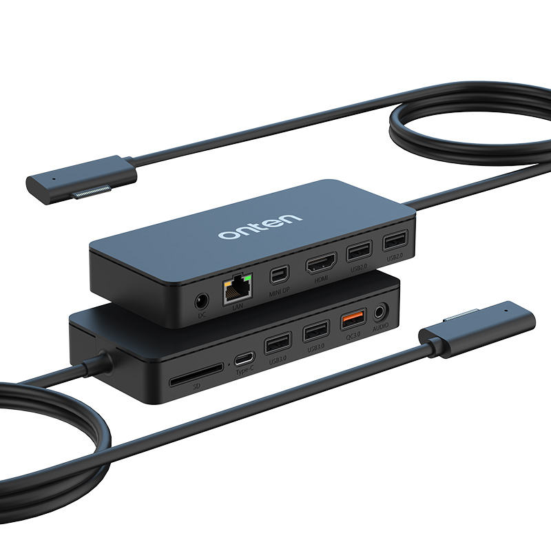 Surface Multi-Function Docking Station HDTV+Mini DP+RJ45 1000MB+USB 3.0*2+USB2.0*2+USB QC 3.0+Audio+SD+USB-C+DC 5.5mm OTN-SD12