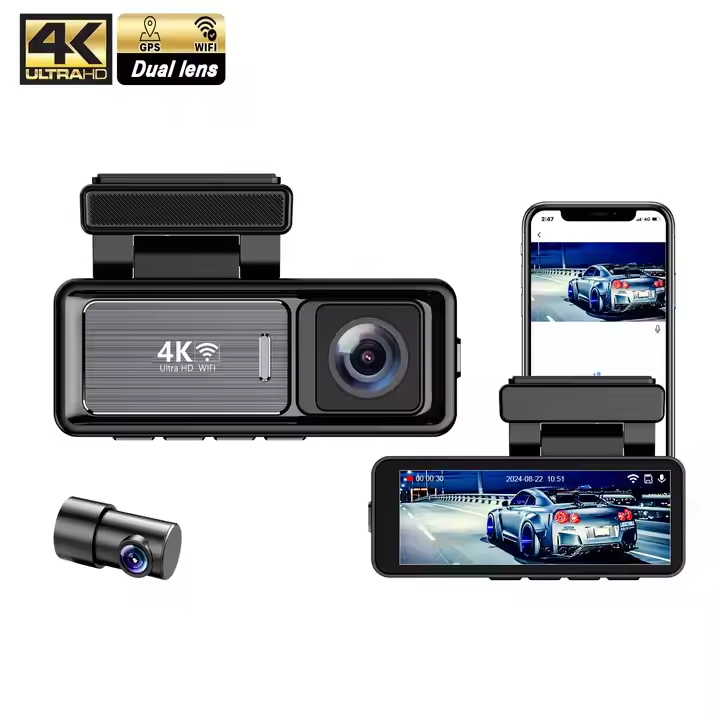 Manufacturer MINI dual lens wifi gps dash camera front and inside car black box dual 4k dashcam car dvr car camera 4k dash cam