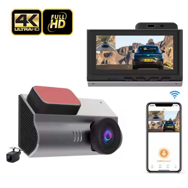 3.0"dashcam front and rear 4k dashboard camera dual lens car dvr 4k wifi gps dash camera 4k doble camara car camera dash