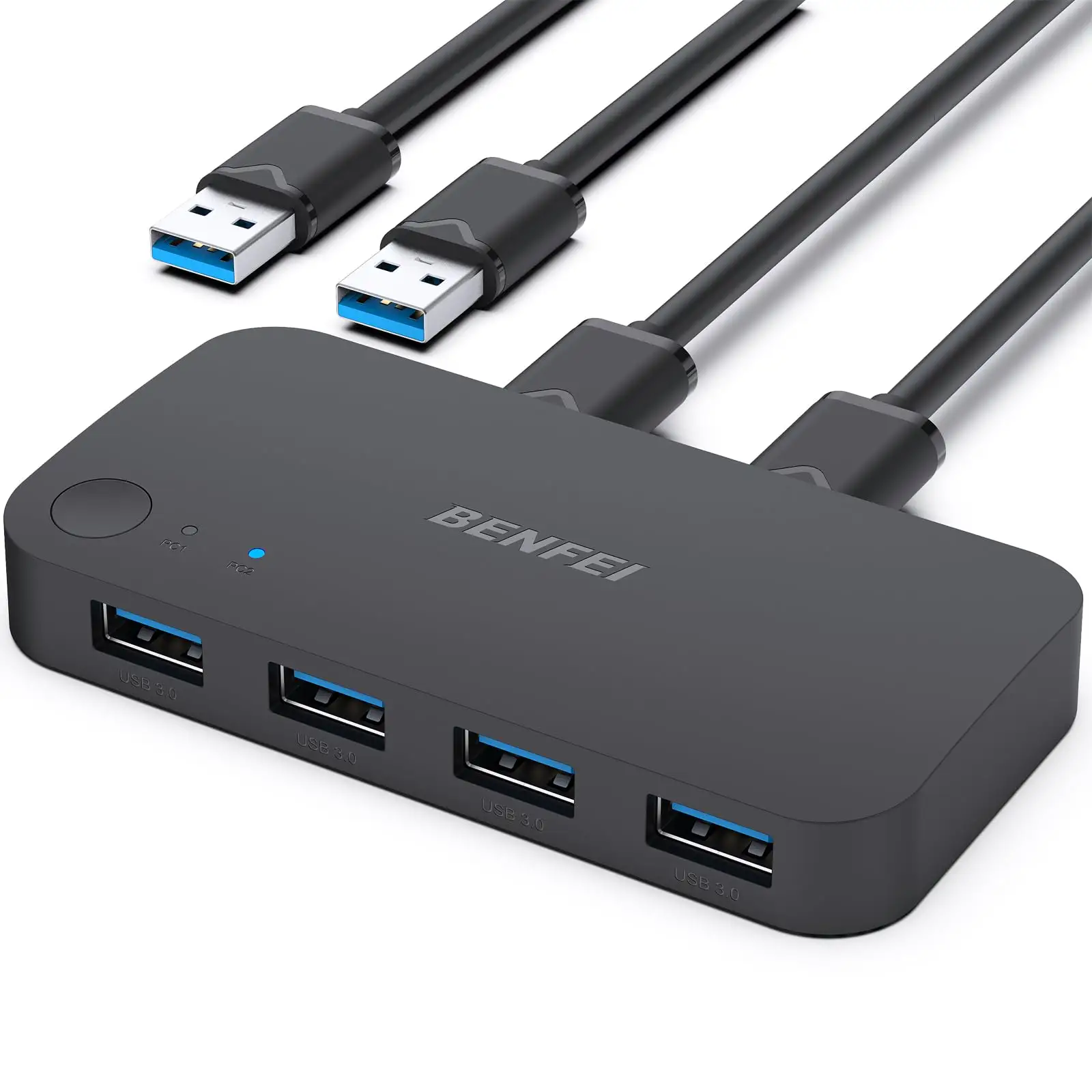 ENFEI 2 in 4 USB Switch With 3xUSB 3.0 Ports and 1xUSB-C Port Supports up to 5Gbps Data Transfer Speed USB KVM Switch Selector
