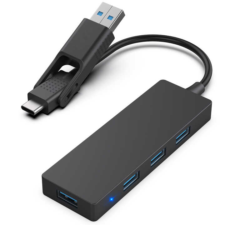 Customize USB Type-A/Type-C Hub with 4 USB 3.0 Ports Compatible with iPhone 15 Pro/Max, MacBook Pro/Air 2023, iPad Pro, iMac,