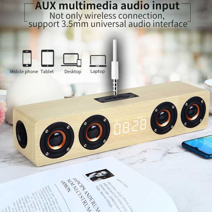 Wholesale Soundbar Wireless Speaker Wooden Alarm Clock Subwoofer Speaker
