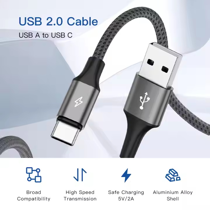 UNIEAN Wholesale 2M 3M 5V 2A USB A TO C Data Transfer Cable 2.0 Type C Usb Fast Charging Cable Data Cables For Mobile Phones