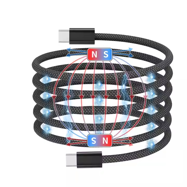 UNIEAN Wholesale 60W USB C 2.0 Magnetic Cable 480Mbps Type-c to Type c 100W 240W Fast Charging Cable For Iphone to Android