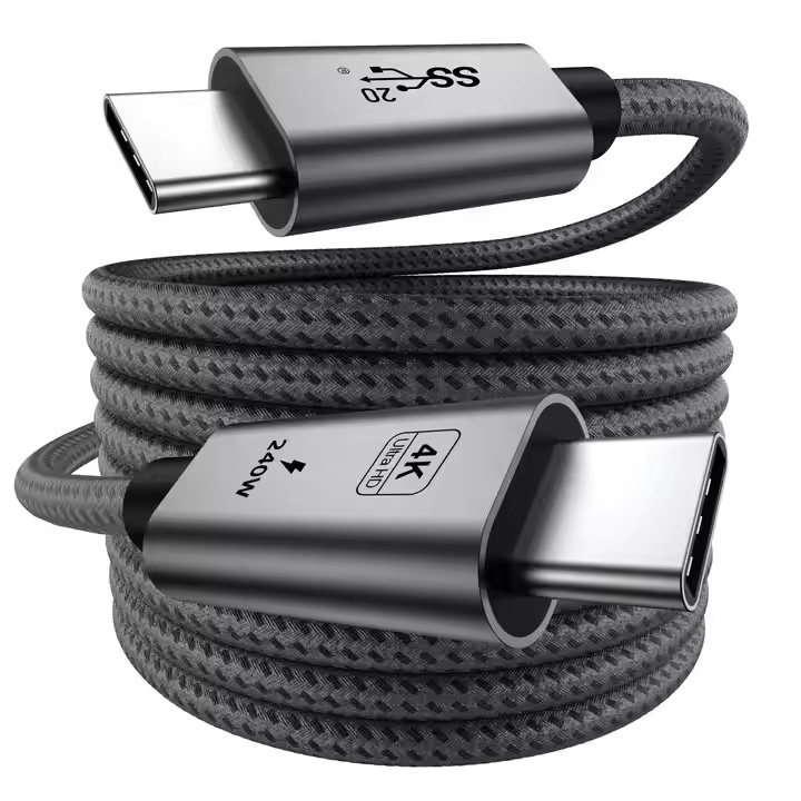Nylon Braided 20Gbps USB3.2 PD100W Quick Charger Fast Charging Cable Type C Cables 100W USB C PD Charger for Macbook iPhone