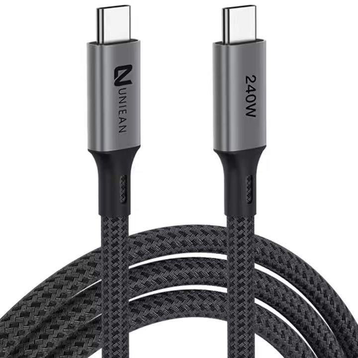Aluminum Alloy Housing Braided Coaxial Cable Built-in Emarker Chip 8K 48V 5A PD240W USB4.0 Fast Charging Cable USB C to C Cable