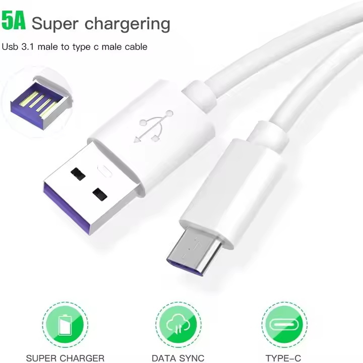 High Quality Type C Cell Phone 5A Quick Charging Charge Data Wire Usb 3.1 Micro Accessories Phone Mobile Custom Usb Cables