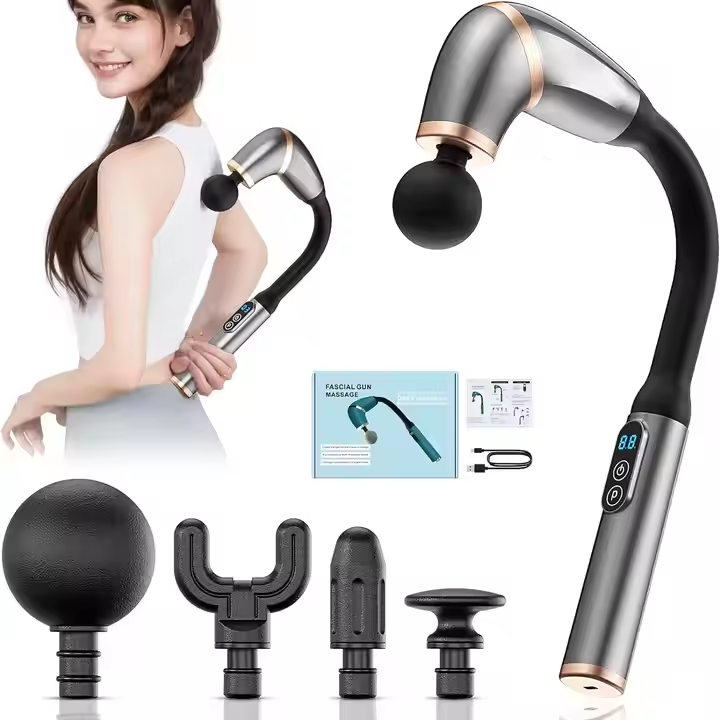 2024 Factory Trend Products Extended Handle Body Percussion Muscle Vibration Fascia Gun Timing Control Sport Arm Head Neck