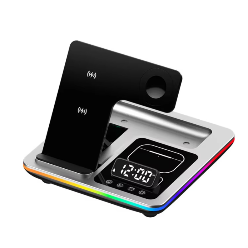 Wireless Chargeur Sans Fil Universel Induction Multifunctional Charger 5 En 1 For iPhone Samsung Charging Stand With Alarm Clock