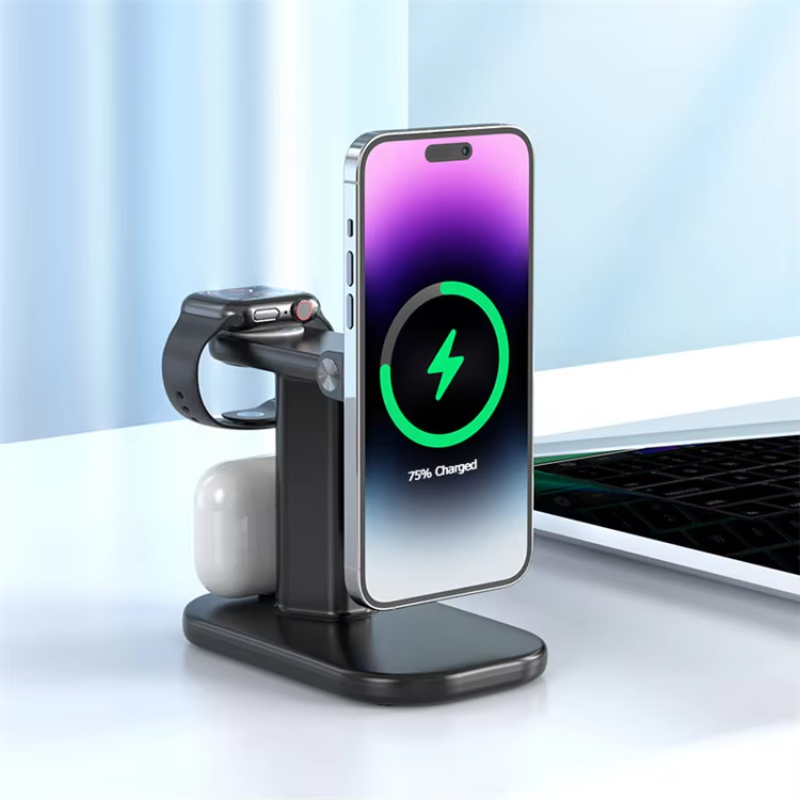 15W Fast Charging Station Chargeur Magnetique Sans Fil 3 EN 1 Pour Smartphone For AirPods For iWatch For iPhone 15 14 13 12 Pro