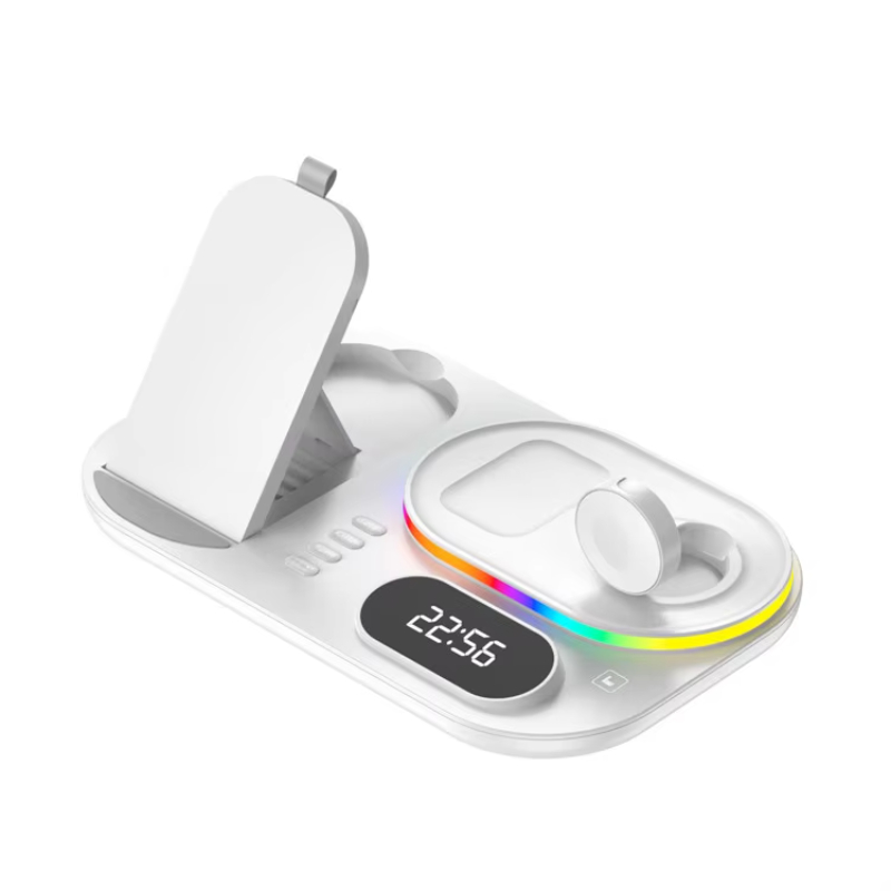 Phone Dock Station Charger Holder Cradle Stand All In 1 Wirlesses Charger With LED Digital Alarm Clocks For iPhone 15 14 13 12
