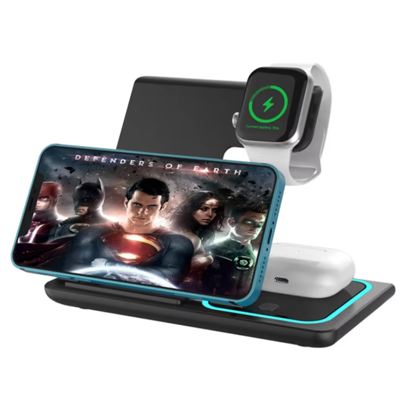 Topseller 2024 Wireless Charging Station 3 In 1 15W Desktop Wireless Charger For Smartphone And Watch Fast Charger Tech Gadets
