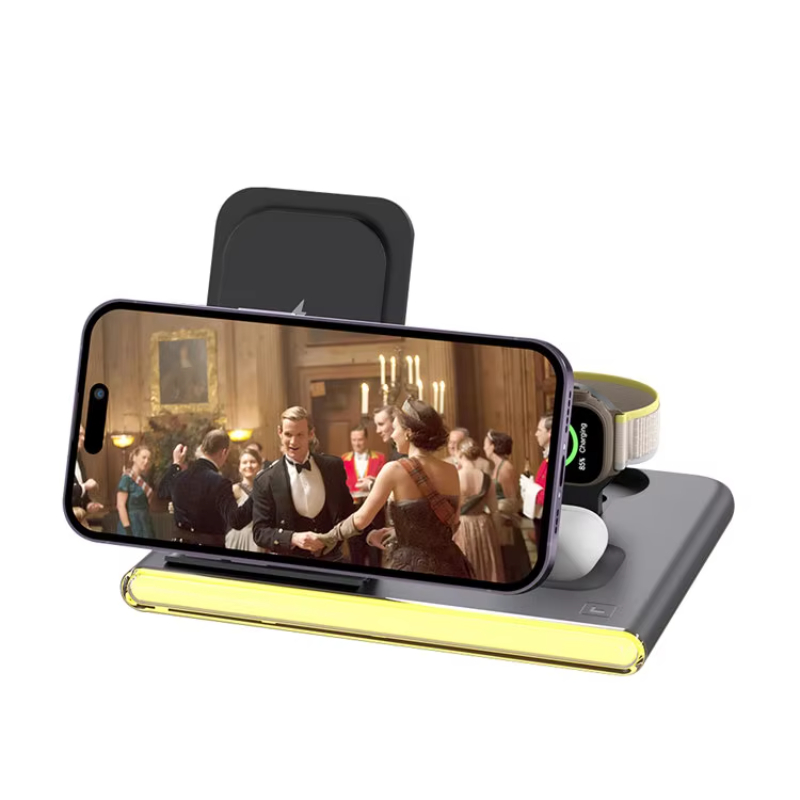 New Arrival 2024 Innovation Mobile Accessories 3 In 1 Folding Wireless Charging Station For Apple Samsung Phone Multi Device