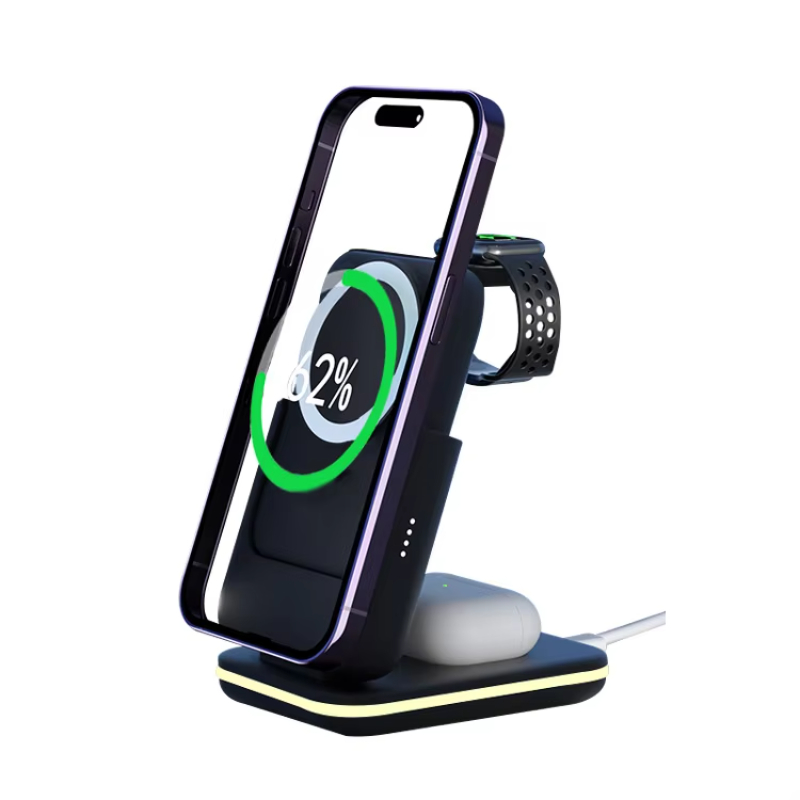 Unique Hot Trending Products 2024 3 In 1 Magnetic Wireless Charging Multifunctional Travel Power Bank Phone Charger Station