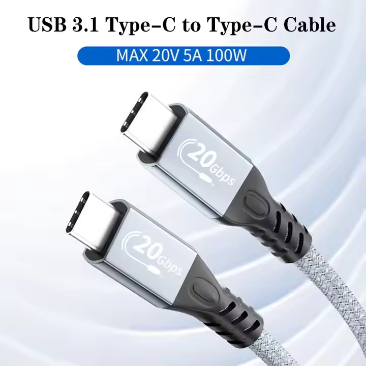 ULT-unite Customized USB 3.1 Type C Charging Data Power Cable for Laptop 20Gbps 100w 4k 1m 1.5m 2m USB Extension Phone Cable