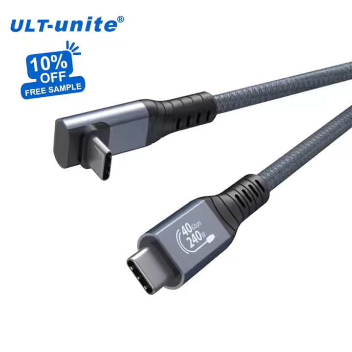 ULT-unite USB4 Gen3 Type C to Type C Cable Compatible Thunder 4 Thunder 3 40Gbps PD3.1 100W 240W USB4 Cable 5A Fast Charging