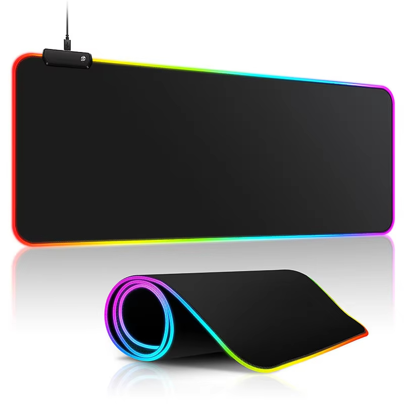 900_400 full size computer LED rgb mouse pad all black running horse seven color luminous rubber anti slip gaming mouse pad