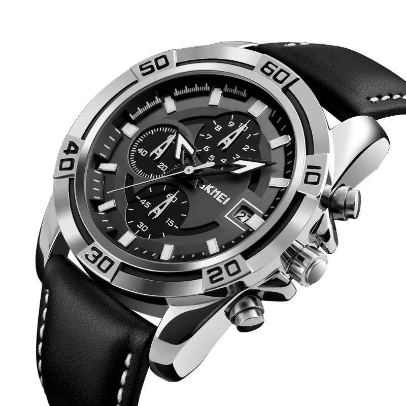 SKMEI 9156 analog luxury men's watch wristwatch 2024 quartz watch stainless steel case back 3atm water resistant