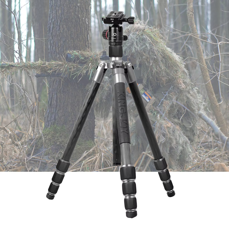 Kingjoy A82+T11 Customizable Aluminum Tripod Carbon Fiber Shooting Stick Camera Tripod Hunting Tripod