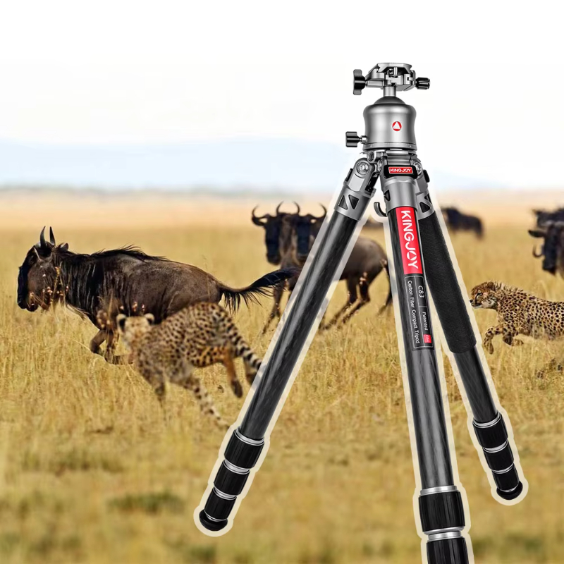 KINGJOY C83+B30 Heavy duty hunting video digital dslr carbon fiber camera tripod