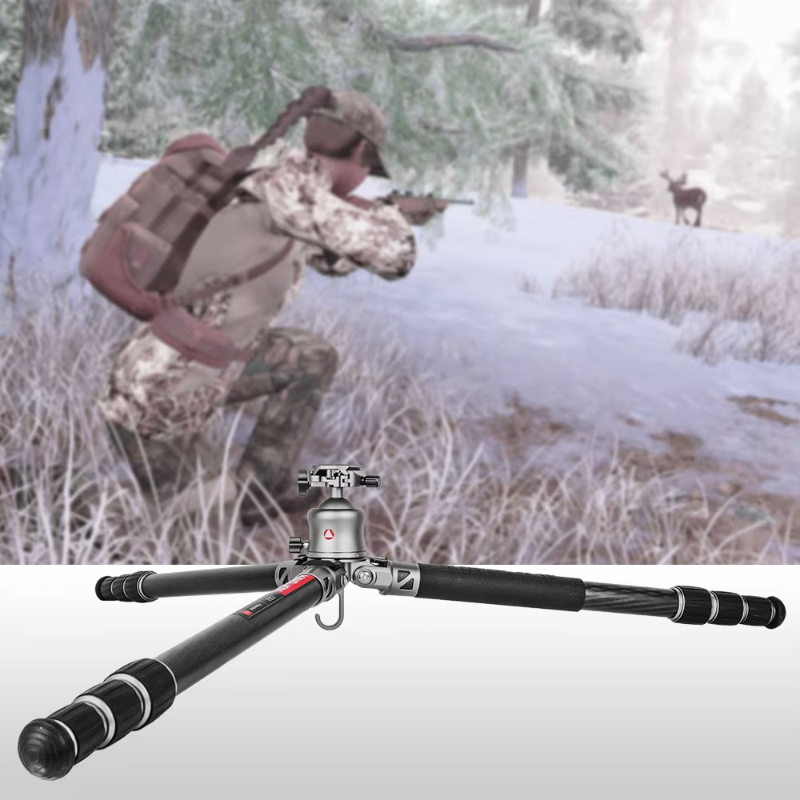 KINGJOY C83+B30 Homemade high quality Carbon Fiber Professional dslr video camera Tripod with Gimbal Large Tripod for watch bird
