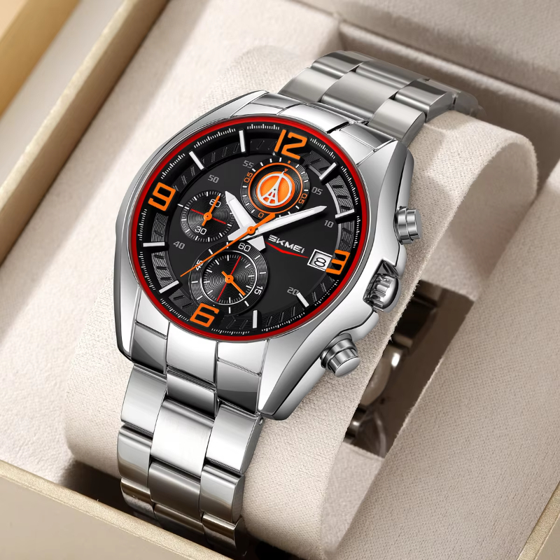 SKMEI 9346 Luxury Man Business Wristwatch Waterproof Luminous Chronograph Clock Steel Men's Quartz Watches Relojes De Hombre