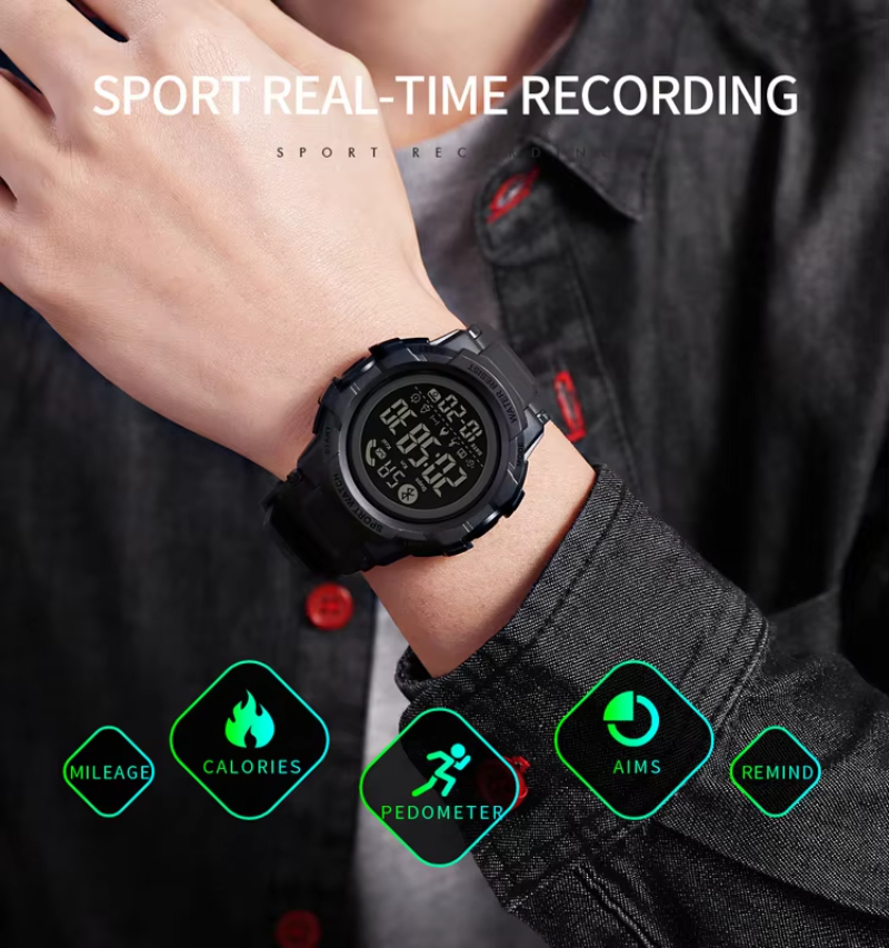 SKMEI 1501 smart watch pedometer call remind remote camera wrist watches men digital relojes