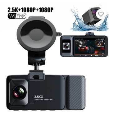 Yikoo Vehicle Camera 3 channels 2.5K+1080P+1080P WIFI GPS G-sensor Car Dash Cam Car Dvr Car Black Box
