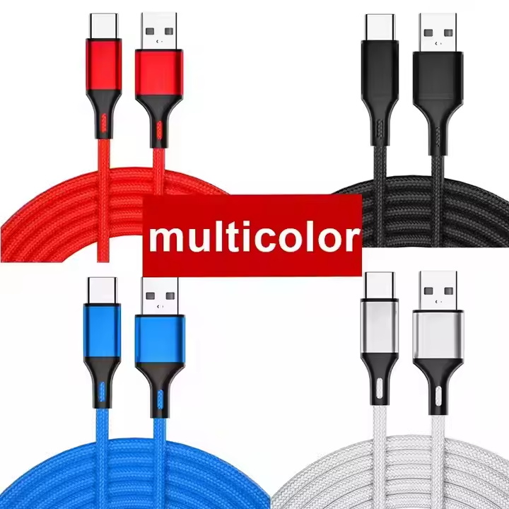 1M 2M 3M Universal 2.4A Nylon Braided Fast Charging Type C Charging Cable Compatible With Samsung iPhone 15 Fast Data Cable
