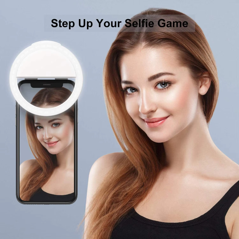 Wholesale Low Moq Customized Logo Usb Rechargeable Clip Mini Led Selfie Ring Light For Makeup Cell Phone