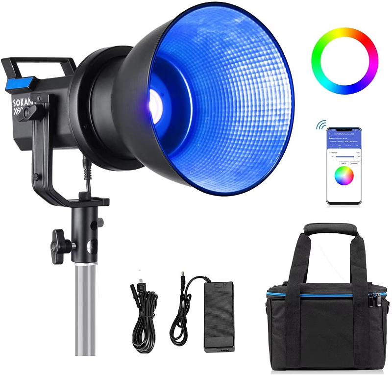 Professional videography equipment SOKANI X60 RGB led photo studio light with phone APP control 80W photography lighting