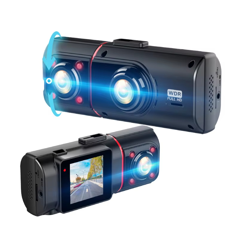 New rotate Vehicle Driving Recorder loop recording 1.58 inch dual lens 720P mini car dash cam