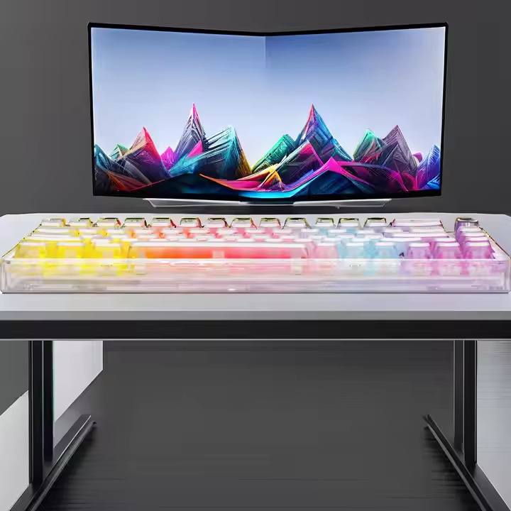 In Stock Mechanical Gaming Keyboard 61 Key Mechanical Keyboard Blue Axis BT Wired Backlight Metal Case for PC Laptop