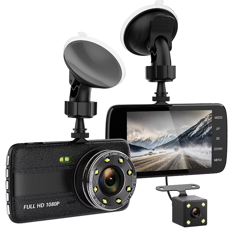 Yikoo OEM 3.6 inch small size dash cam night vision camera with 8pcs led lights dual cams car black box