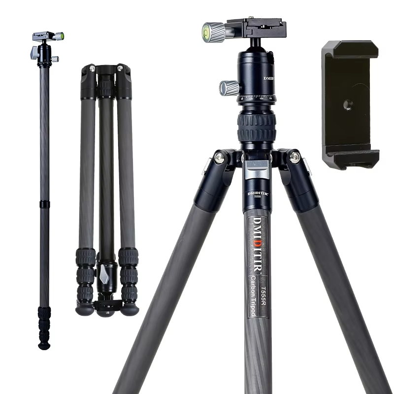 carbon fiber tripod shooting tripod for hunting mini tripod with ball head for phones and cameras T555R