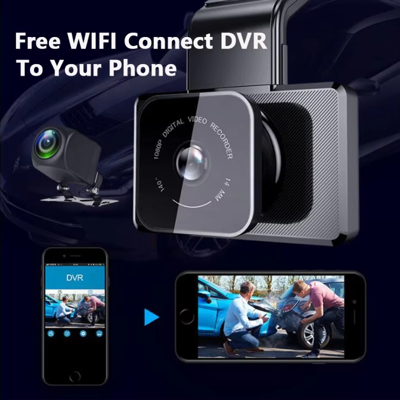 Yikoo OEM dash cam 3 inch screen HD 1080P mini car dvr camera WIFI GPS dual cams car black box