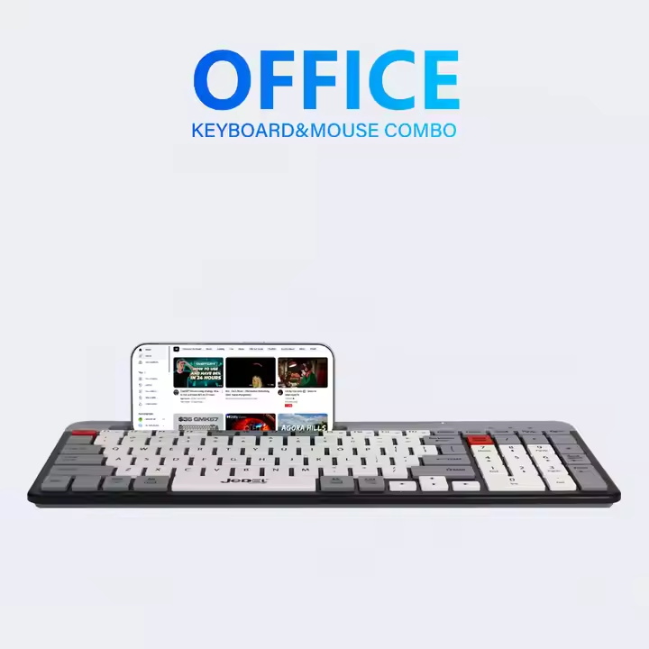 Jedel Low Profile Color Matching 100 Keys Computer Wired Keyboard with Phone Holder USB Keyboard for Windows Mac PC Laptop