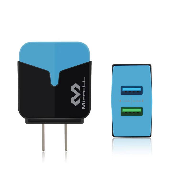 MICCELL 5V 2.4A dual usb wall charger with cable US dualport fast smart power charger 2.4A usb wall charger with packing box