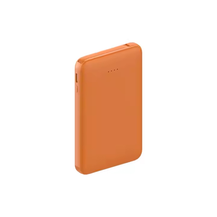 2024 hot selling custom logo credit card size dual built-in cable portable power bank 5000mah for iPhone Huawei Xiaomi